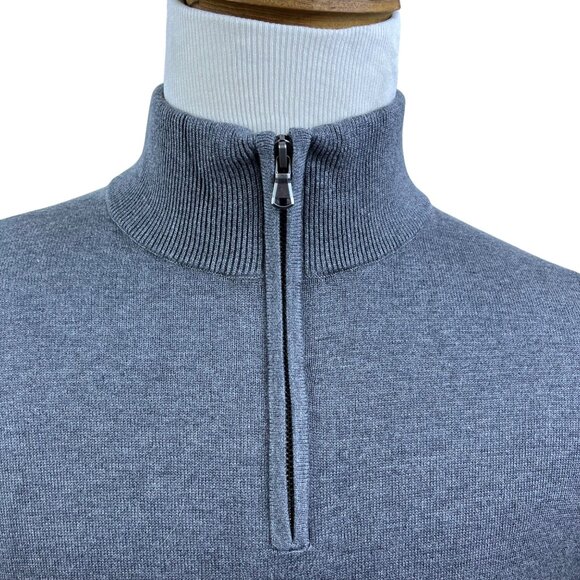 Lands End Grey Mens Half-Zip Sweater Warm Lightweight Quarter Zip Sz M - Picture 5 of 10
